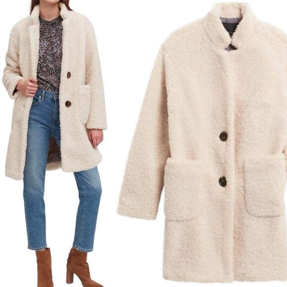 Banana Republic Cream Sherpa Coat - Picture 1 of 12